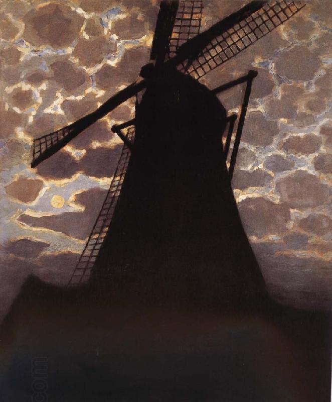 Piet Mondrian Mill under the night oil painting picture